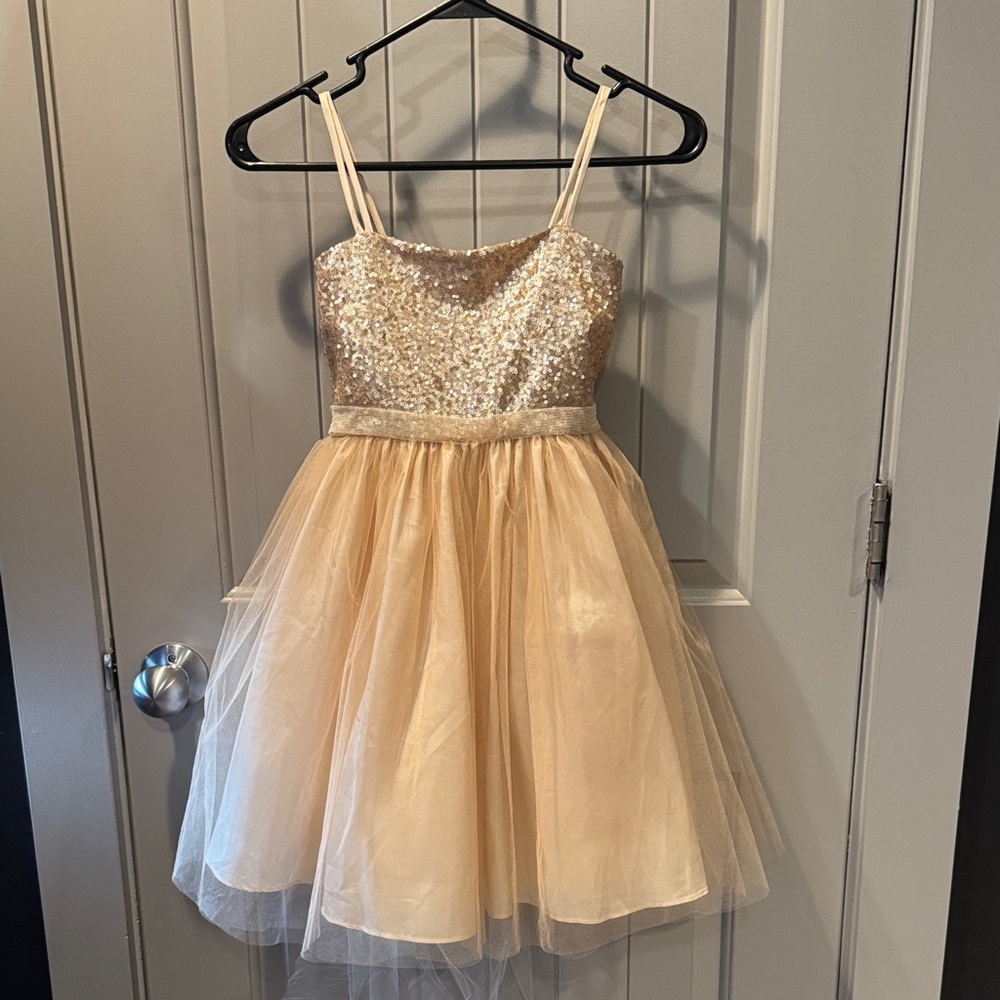 Petite Adele Gold Sequin Kids Dress